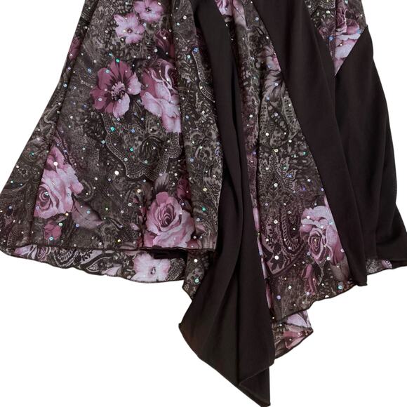 Vintage Y2K 2000s Halter Midi Dress Brown Pink Sequins Large Fairy Whimsygoth - Picture 5 of 6